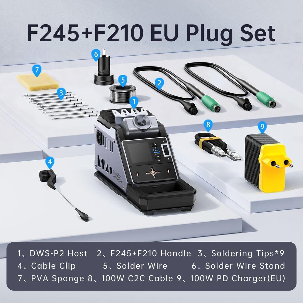 FNIRSI DWS-P2 Constant Temperature 245 Soldering Station DIY Kit for Mobile Phone Repair with 210 Electric Soldering Iron