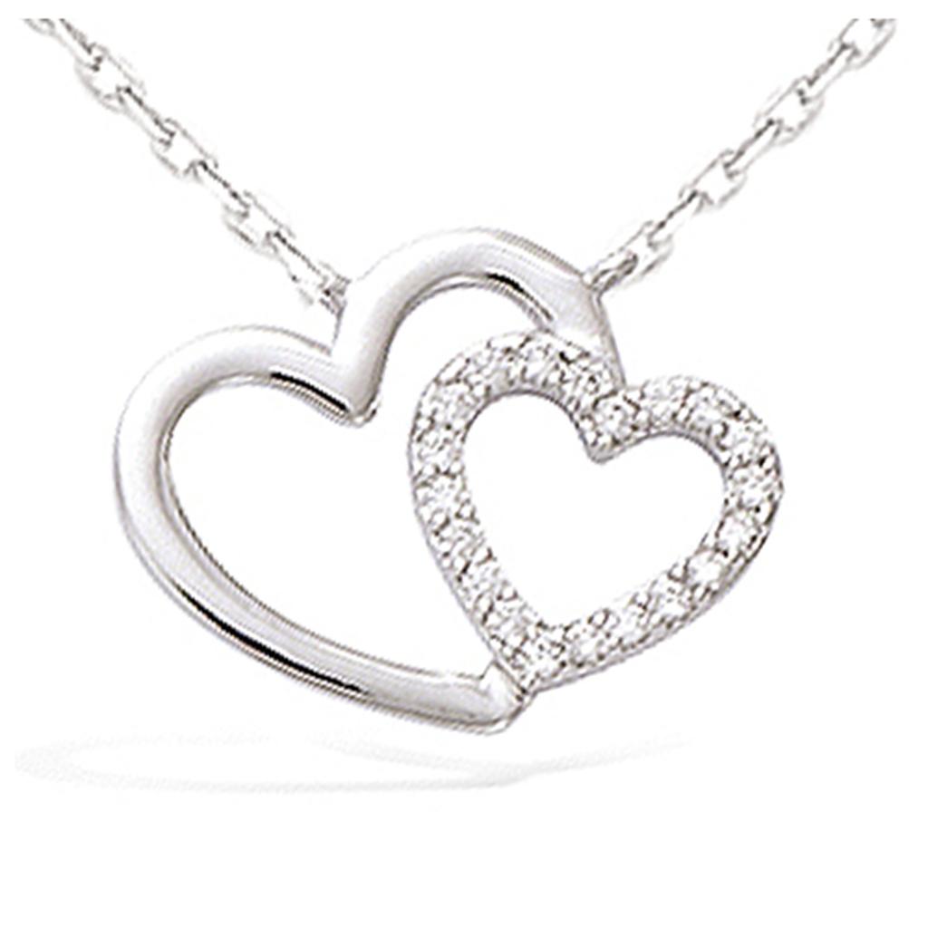 Les Trésors De Lily [N6862] - Silver Necklace 'Love' Silver White (rhodium-plated) - 18x15 Mm