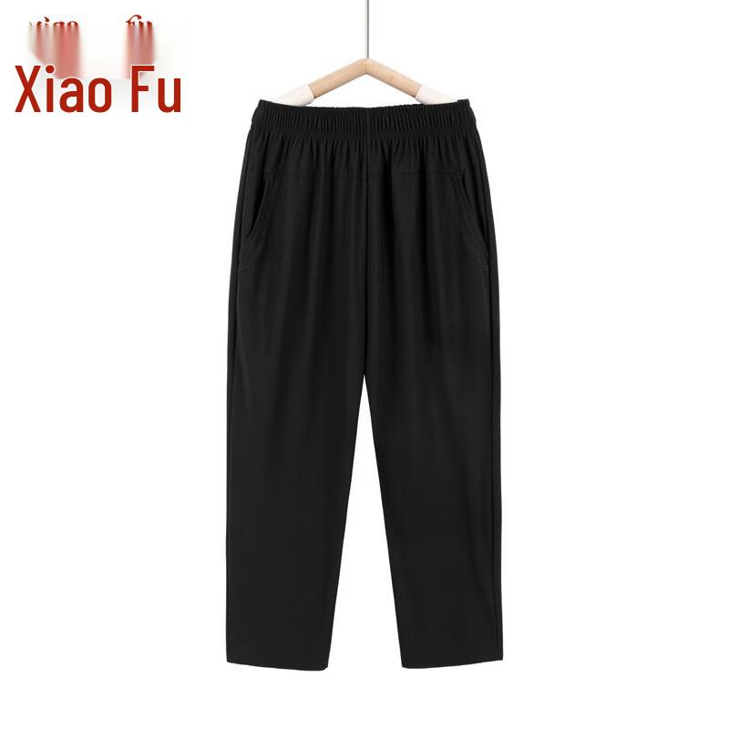 Elderly Women's High-Waist Straight Leg Summer Pants