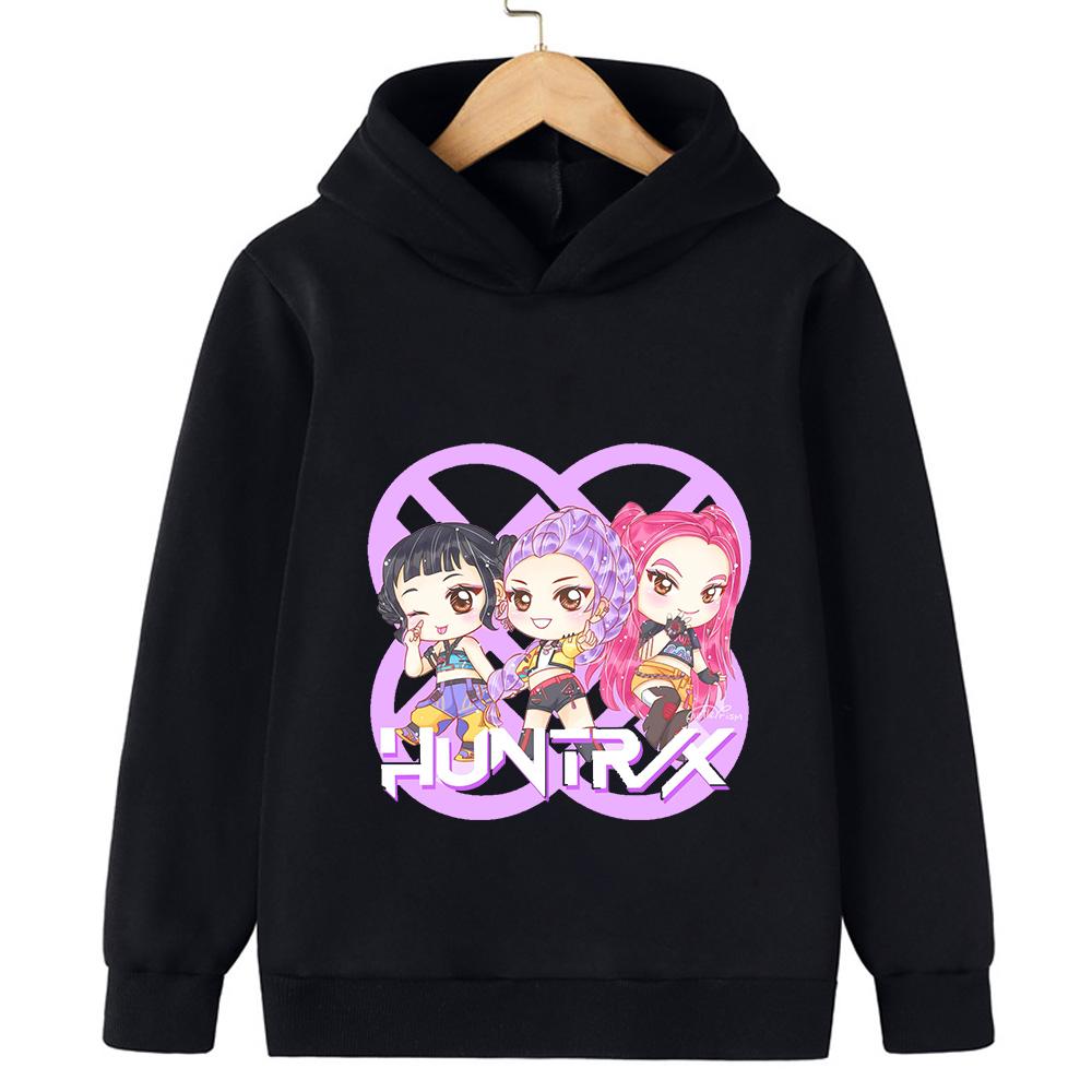 KPop Devil Hunter Cartoon Printed Girl and Boy Hooded Fashion Casual Hoodie