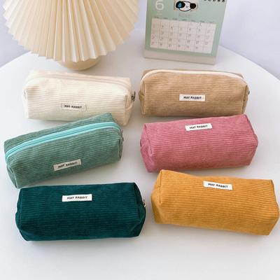 Stationery Bag Pencil Bag Corduroy Pencil Case Large Capacity Pen Organizers
