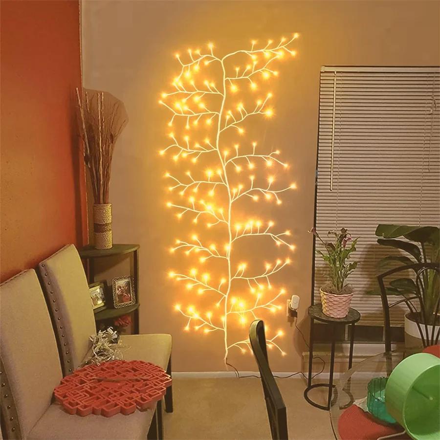 144LED White Enchanted Willow Vine Light 8 Modes Lighted Willow Vine Light Artificial Plant Birch Tree Branches Tree Fairy Light