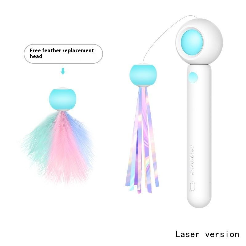 1/3Pcs Laser Small Bell Cat Feather Wand Cat Teaser Stick Telescopic Stick Fun Indoor Play And Exercise Cat Pet Interactive Toy