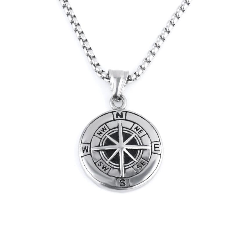 New Metal Compass Cast Necklace, Fashionable Titanium Alloy Pendant