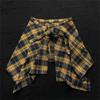 Popular Colorful Yellow Plaid Tie-Up One-Piece Butt Curtain Women's Shirt