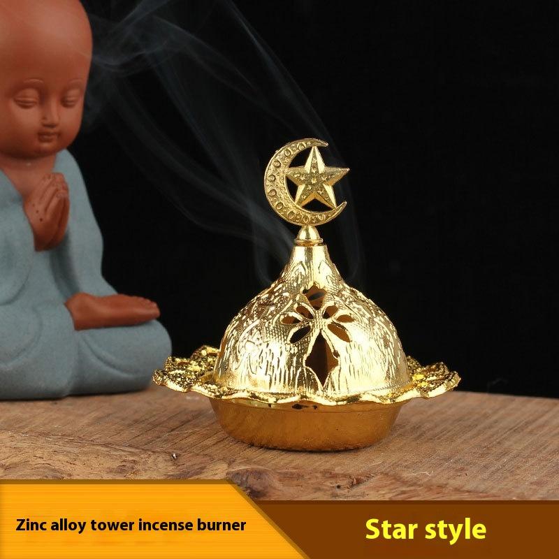 1pc Luxury Gold Arabic Aroma Burner Ceramics Incense Burner Aromatherapy Middle East Inspired Decor for Home Yoga Garden Camping