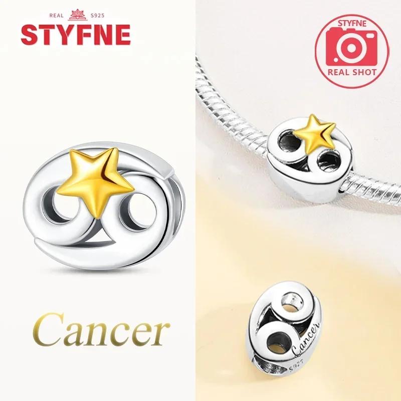 Exquisite Yellow Twelve Zodiac Signs Star Shape Taurus Symbols Authentic Copper Bead Compatible With Bracelets Women Do It Yourself Birthday Gift Acce