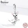 Bamoer Cute Pet Chihuahua Dog Pendant Charm Silver 925 Original Pink Enamel Ear Fashion Jewelry Gifts Girl Accessories SCC1317