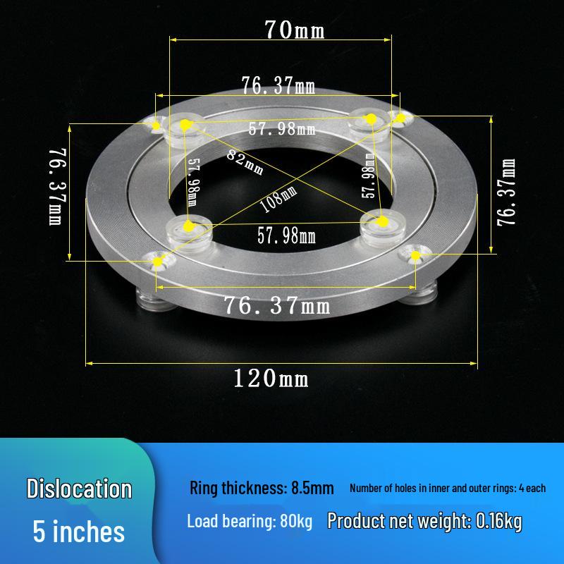 Rotating Bookshelf Display with Aluminum Turntable Base and Height-Adjustable Bearing Track