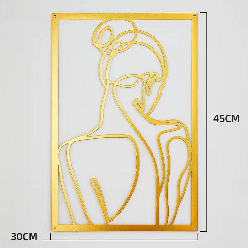 Modern Simple Abstract Female Line Decoration Background Wall Living Room Wall Decoration Hanging Painting Metal Material