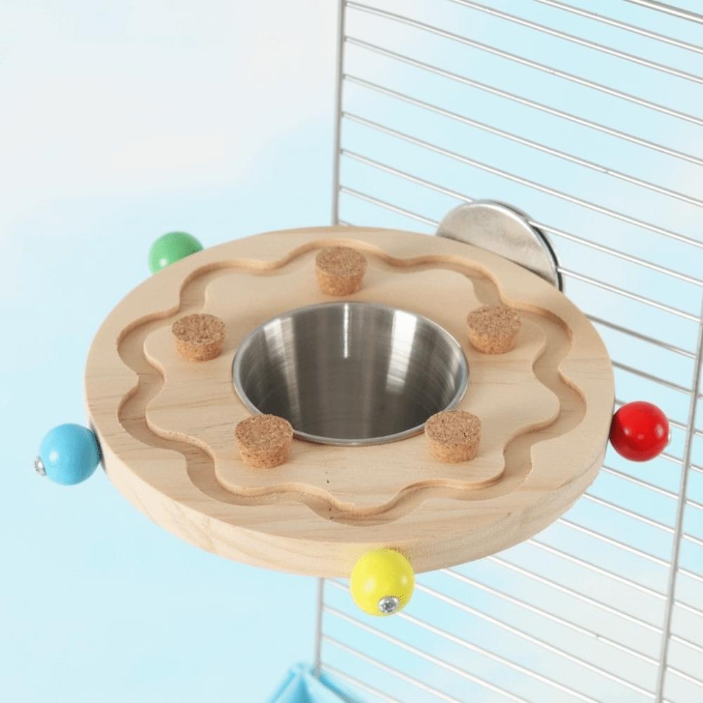 Wooden Parrot Puzzle Toys Bite Resistant Wear-Resistant Bird Chewing Toys Durable Block Cork Bird Perch Stand Bird Activity