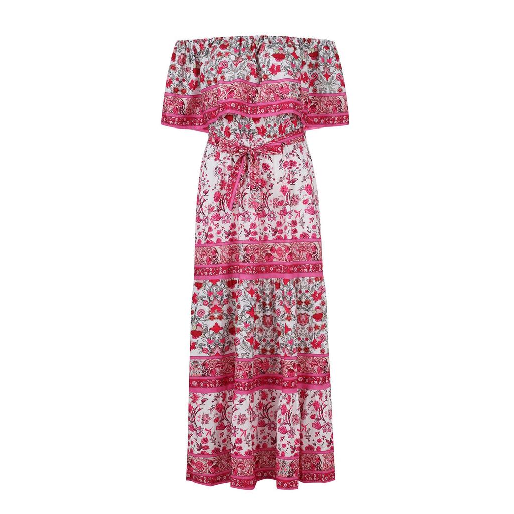 Fashion Women's Casual Summer Printed Elatic Waist Pullover Loose Dress