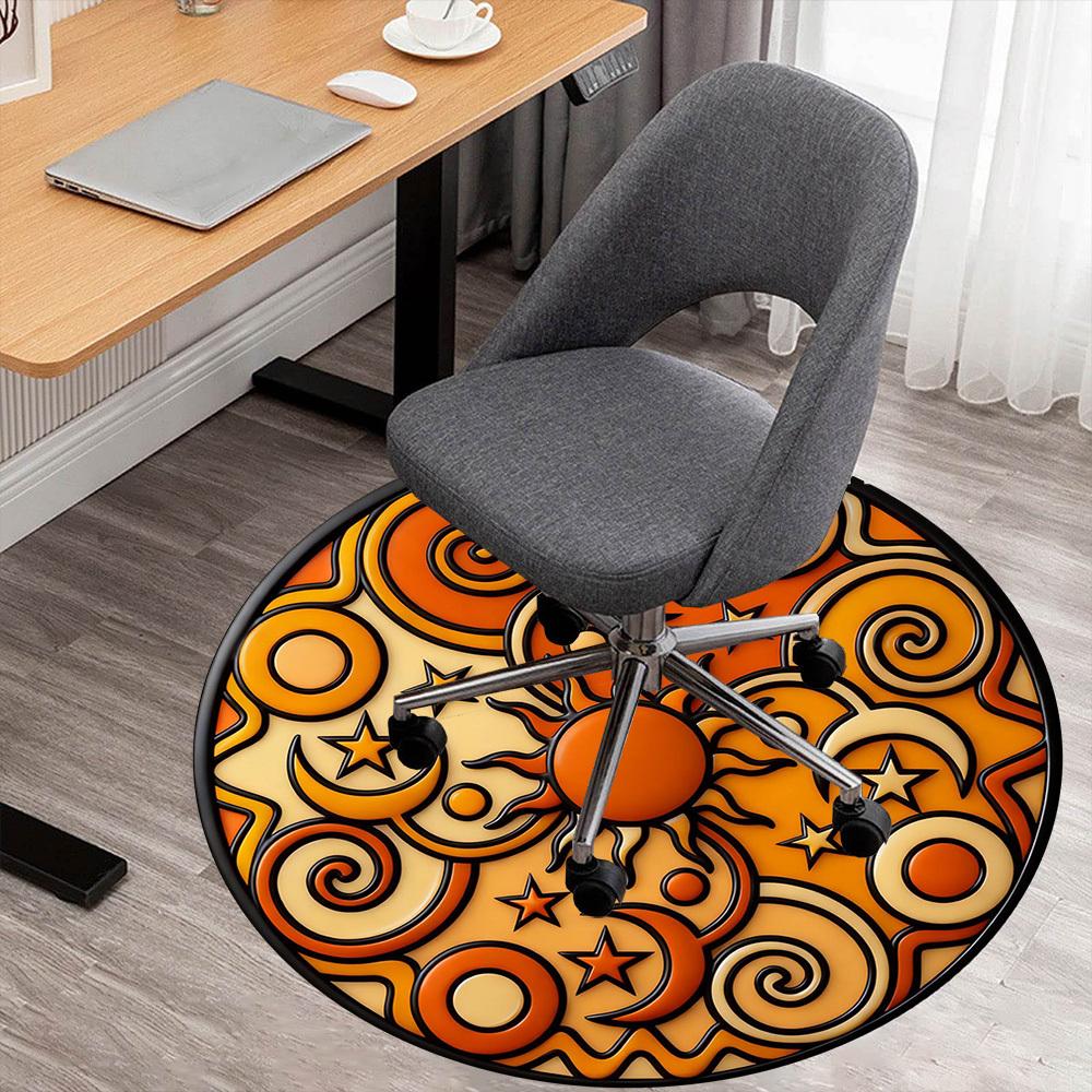 1pc Sun Moon Stars Round Chair Mat Office Area Rug - Non-Slip, Floor Mat for Office, Bedroom, Ideal Home Decor Gift P0105031
