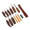 Outils de Sculpture sur Bois Manche Profondément Inséré Haute Dureté Kit de Sculpture Manuelle sur Bois avec Cuir