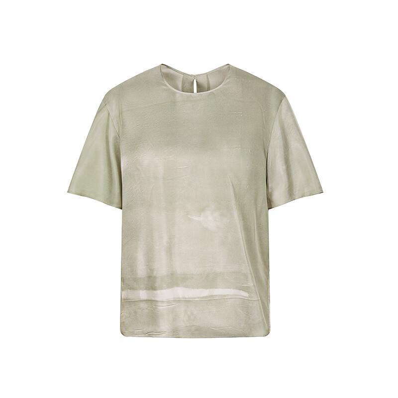 LESS Mulberry Silk Round Neck Short Sleeve Shirt