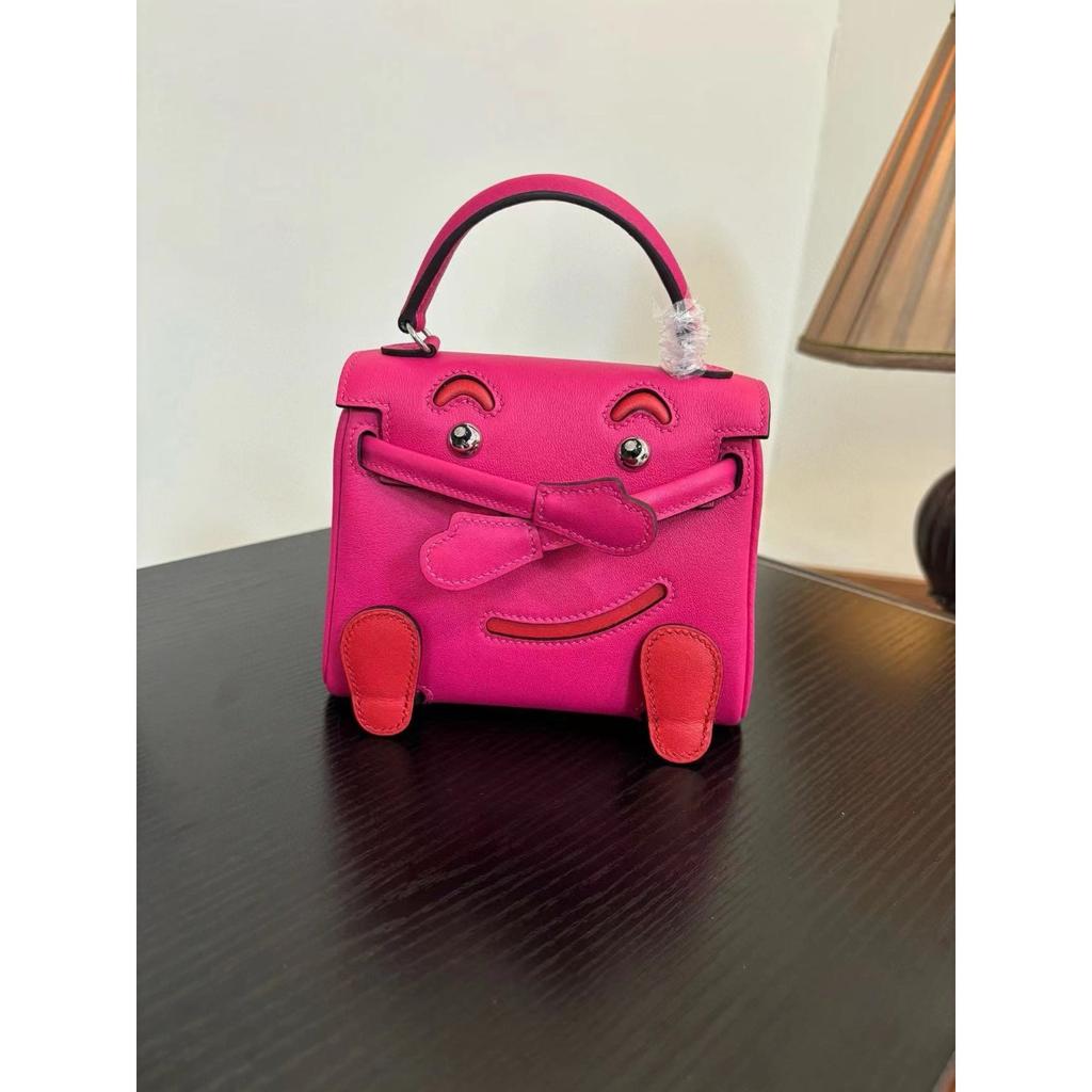 Borsa a faccina sorridente nuova per la primavera e l'estate 2025 borsa Kelli mini in pelle bovina di primo strato di alta gamma borsa a tracolla carina da millenial