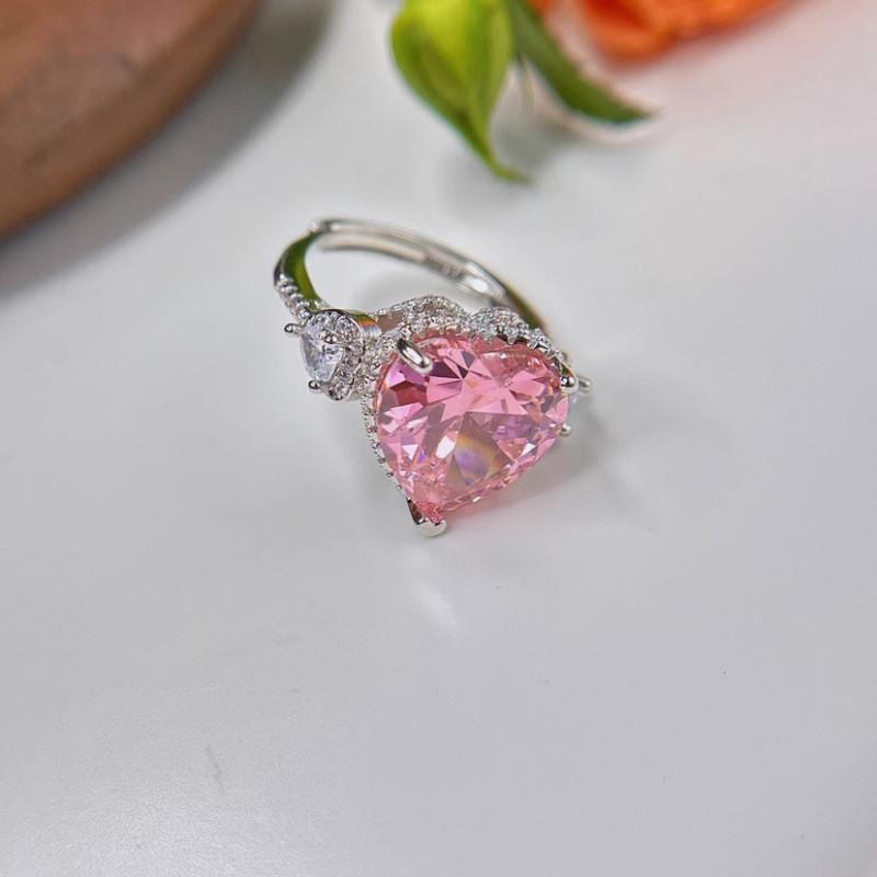 Chic And Fashionable Pink Diamond Zirconia Ring For Women With Distinctive Adjustable Fit