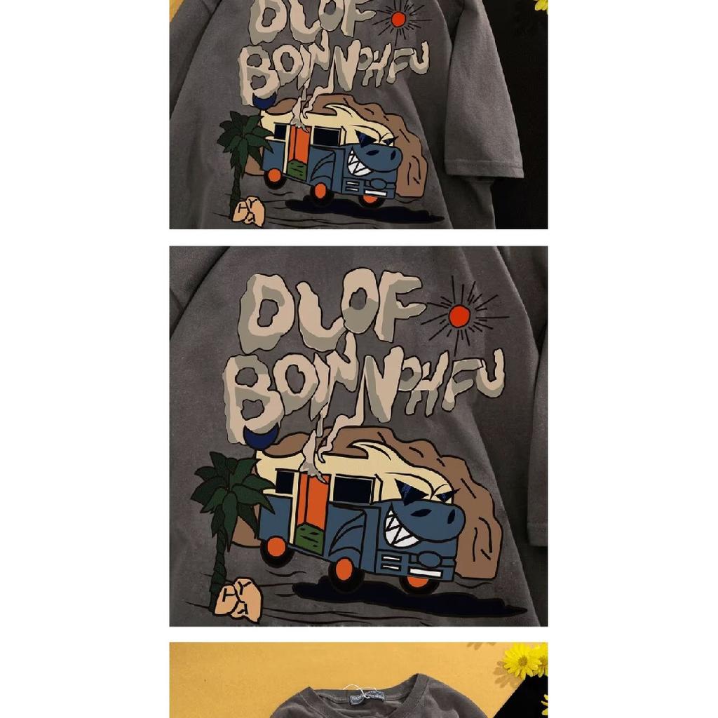 Men'S Trendy Letter Round Neck Printed Short Sleeved T-Shirt For Summer Ins Loose Casual Top