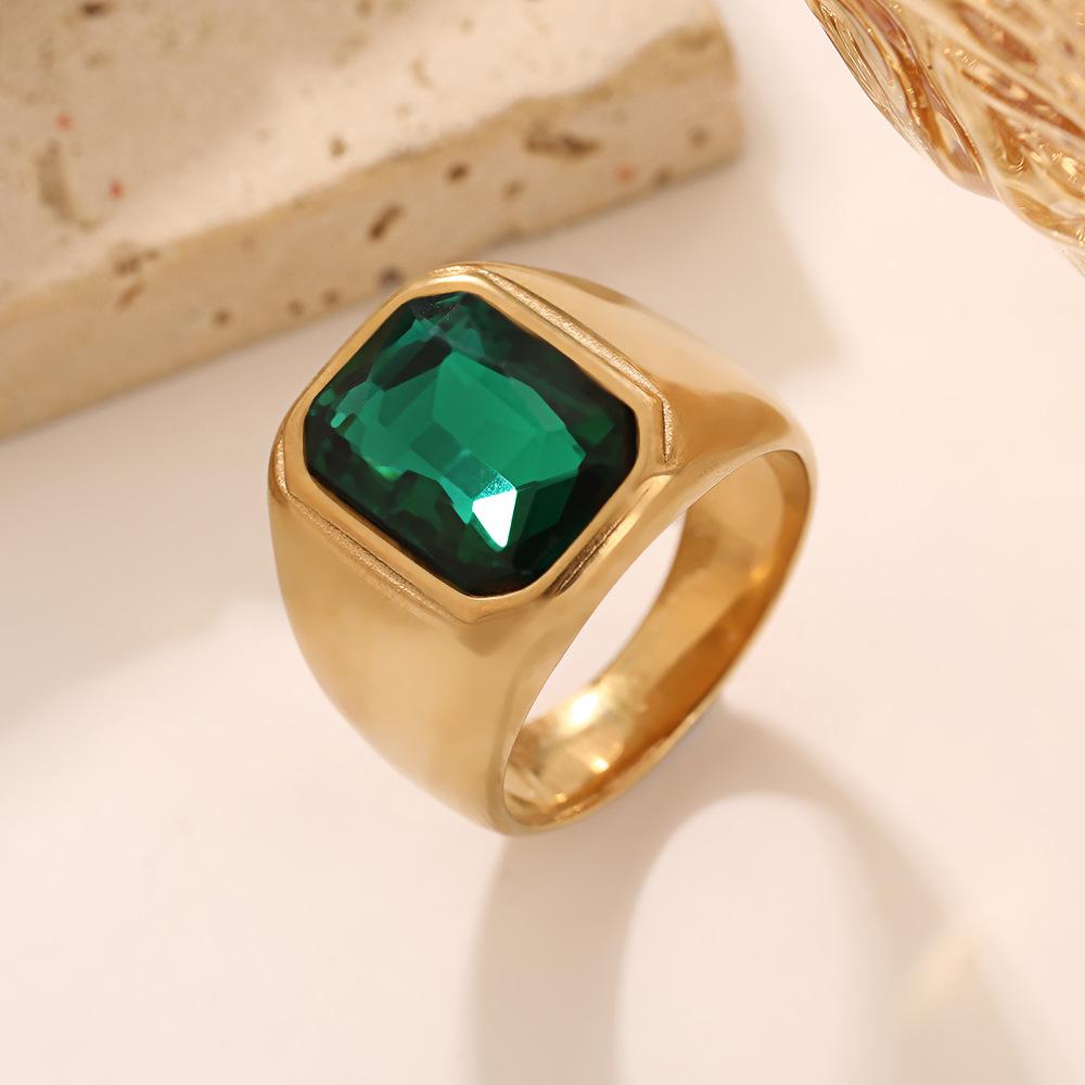 Vnox Stylish Square Natural Stone Signet Rings for Men, Stainless Steel Metal Finger Ring Party Gift Jewelry