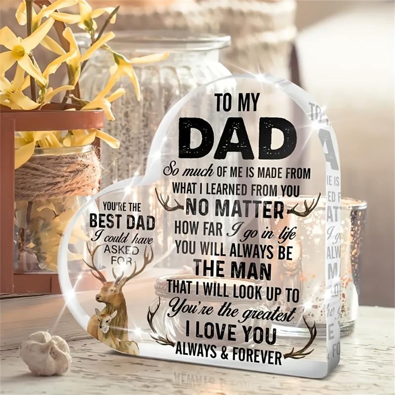 2D Flat Dad Gifts From Daughter Son, Father Gifts for Birthday Christmas Father's Day, Dad Clear Acrylic Sign Keepsake Gifts, Acrylic Decor for