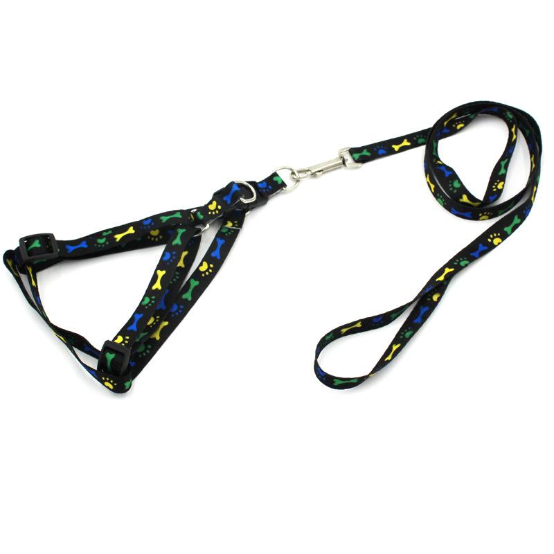 Printed Polyester Leash & Harness Set for Small/Medium Dogs & Cats