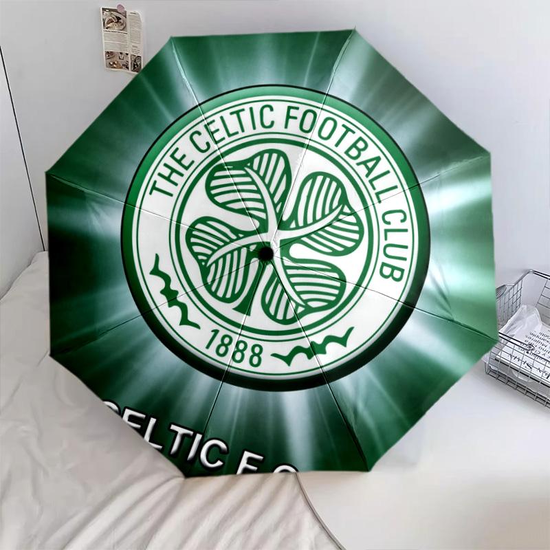 Modello del Celtic Football Club, ombrello pieghevole automatico, design portatile e pieghevole, 8 stecche, un regalo di Natale o di compleanno.