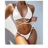 Womens Solid Color Triangle Bikini Set With Padded Top Adjustable Straps Swimwear Beach Pool Swimming