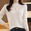 Lace Lace Collar Knitted Long-sleeved Cardigan for Women's Spring and Autumn Wool Base Shirt Casual Thin Inner Top