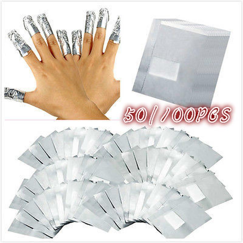 

50 шт/100 шт алюминиевая фольга для дизайна ногтей замочить акриловый гель-лак для снятия ногтей обертывания для снятия макияжа T 100PCS