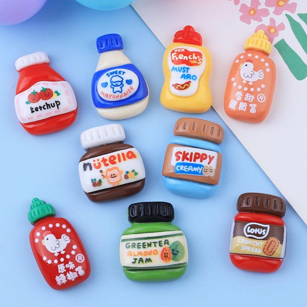 9Pcs/set Cute Seasoning Bottle Miniatures Resin DIY Food Toy  Hairpin Jewelry