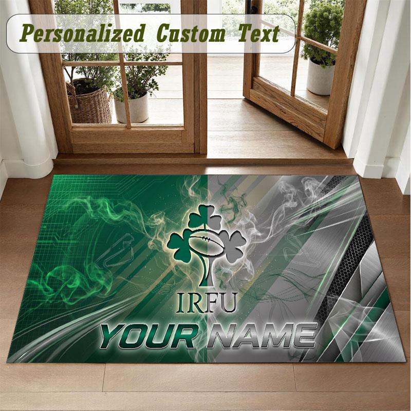Crystal Velvet Square Rug Custom NameIreland Rugby Pattern Non Slip Home Floor Decor Rug