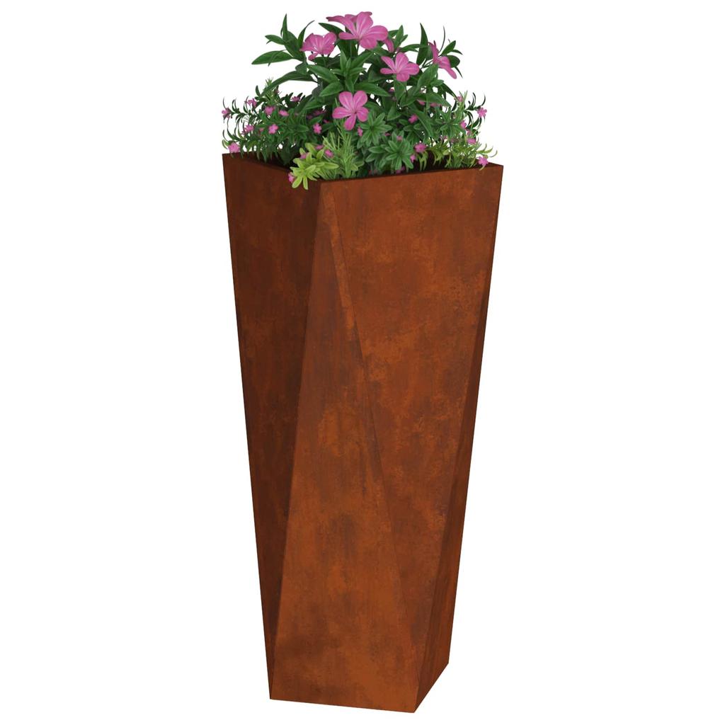 Planter 2 Pcs Rusty 30 X 30 X 75 Cm Weathering Steel