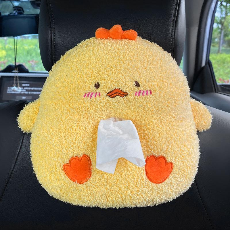 Cartoon Plush Car Tissue Box for Armrest: Cute Hanging Paper Dispenser and Interior Decoration