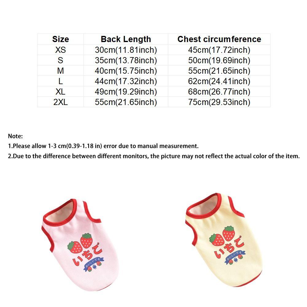 Breathable Dog Vest Strawberry Pattern Cooling Vest Cute Dog Tank Top Daily Wear