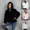 Cappotto Corto Invernale Caldo da Donna con Cappuccio in Ecopelliccia, Lunghezza Media, con Zip