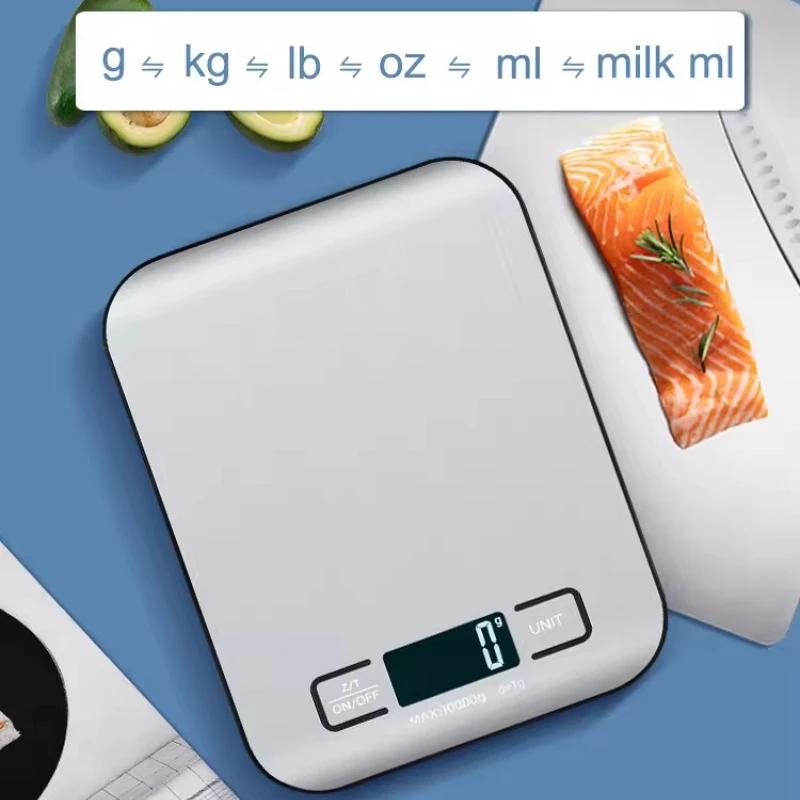 Cyfrowa waga kuchenna Wyświetlacz LED 5 kg/1 g 10 kg/1 g Panel ze stali nierdzewnej Wagi elektroniczne Domowe Waga do żywności i przekąsek