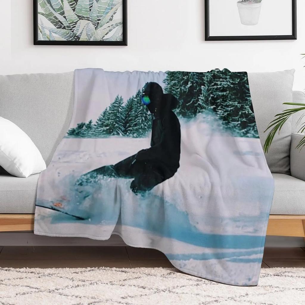 Snowboarder in the Austrian Alps Throw Blanket Mens Soft Warm Throw Blanket for Couch