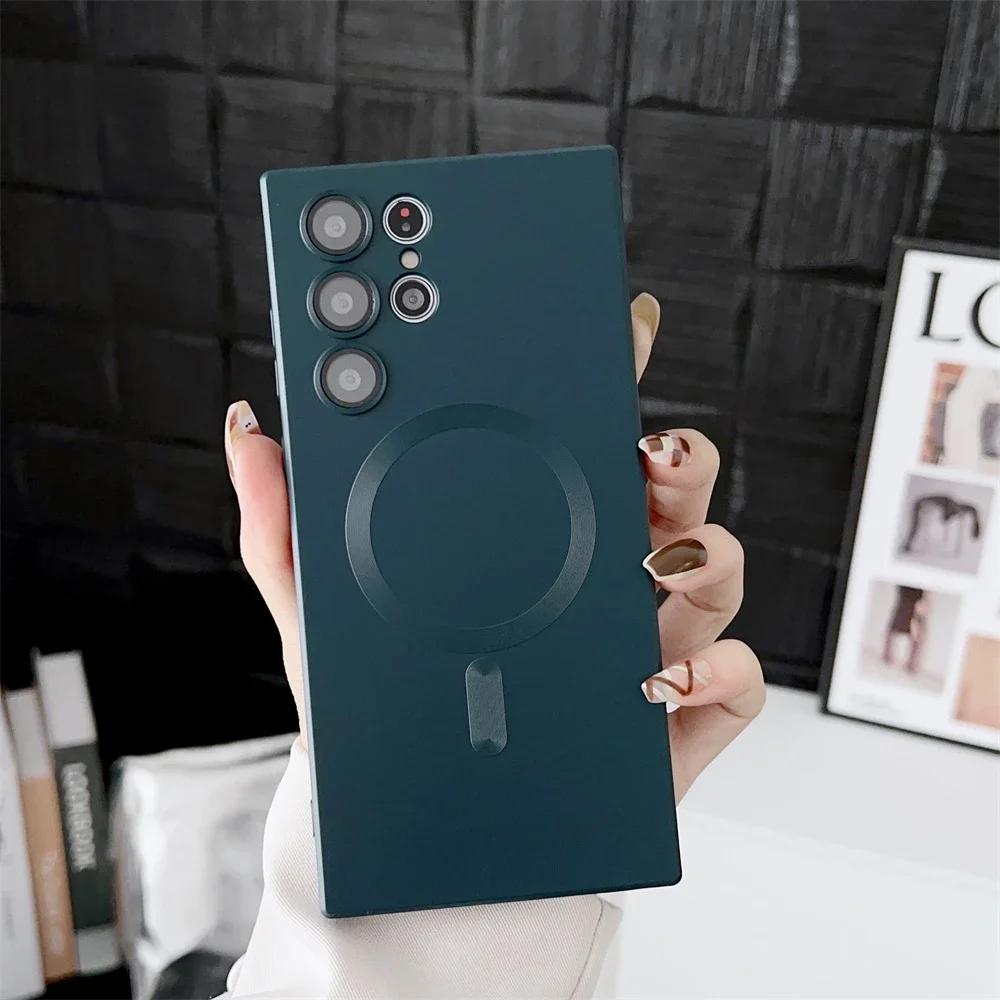 Luxe Mat Magnetisch Hoesje voor Samsung S25 S24 S23 S22 Ultra S21 S20 Plus Capa voor Samsung 20 Ultra Magsafe Telefoonhoes Galaxy S24+