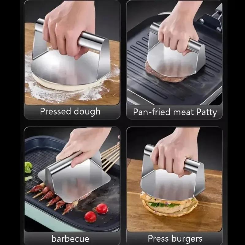 Stainless Steel Smash Burger Press Hamburger Patties Meat Masher Circular Meat Press Mold Food Processors Meats Kitchen Tools