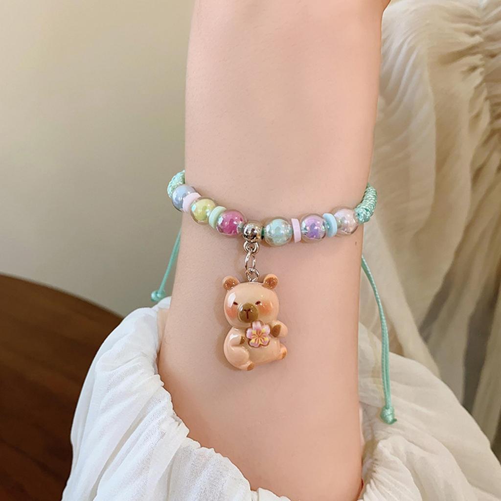 Stylish Resin Capybara Accessory Woven Cord Bracelet Unique Wristband Perfect for Individuality and Creative Expression