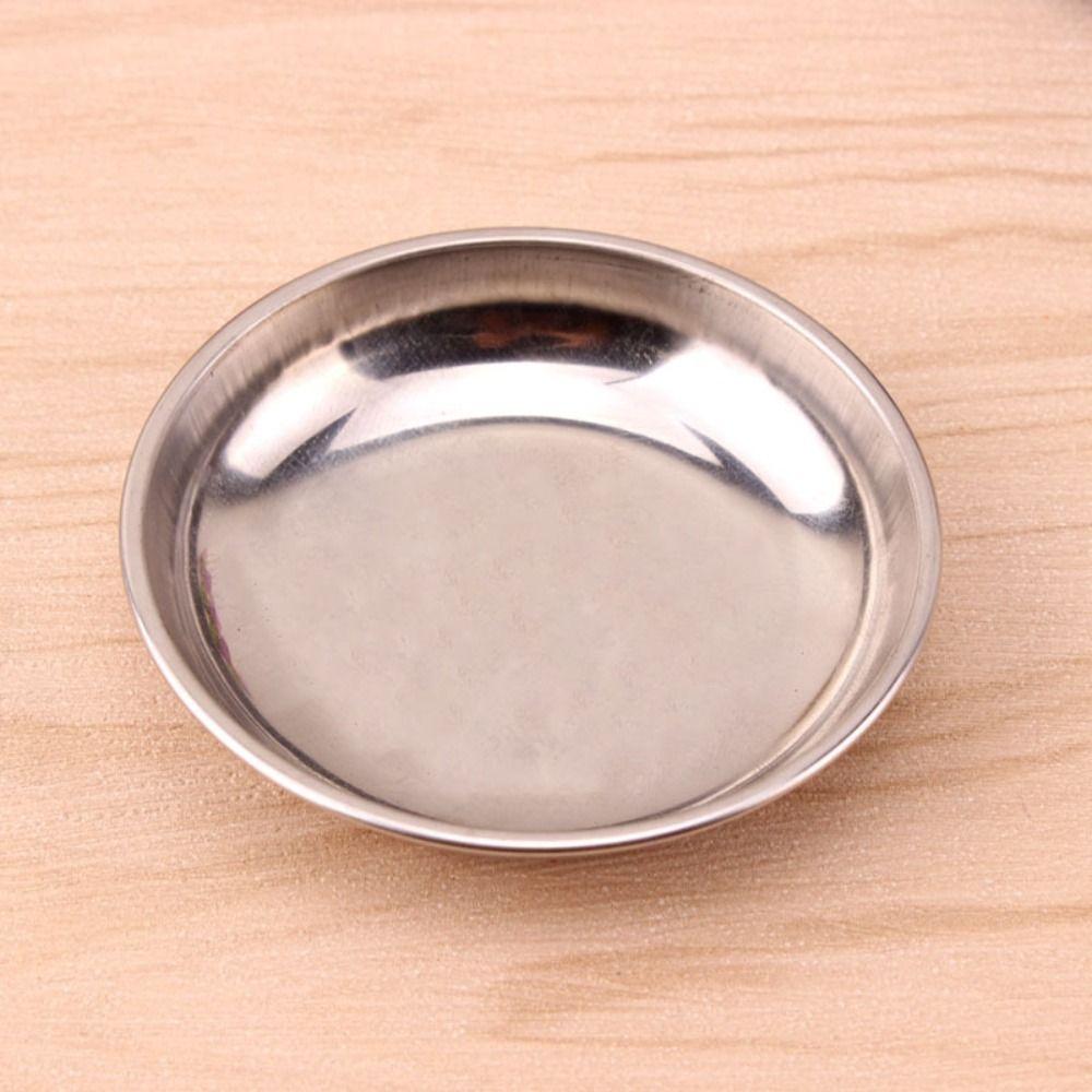 Round Food Snacks Seasoning Dishes Silver Appetizer Condiment Tray Dessert Dish  Vinegar