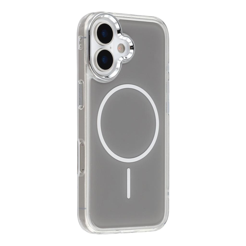 For iPhone 16 Magnetic Case Electroplated Camera Frame TPU Acrylic Anti-drop Phone Back Cover Compatible with MagSafe