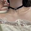 Trendy Crystal Circle Buckle Choker Necklace Lady's Sexy Velvety Clavicular Chain Chic Black/Wine Neck Jewelry