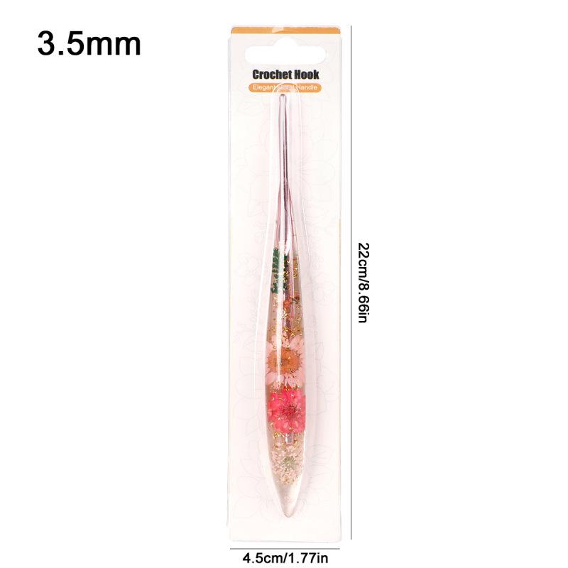 Set of 9 Colored Anodized Aluminum Crochet Hooks with Creative Resin Handles and Exquisite Flower Design