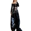 Amerikanische Freizeit-Jogginghose mit Jazz-Print und Strasssteinen: Hip-Hop-Tanzhose mit weitem Bein