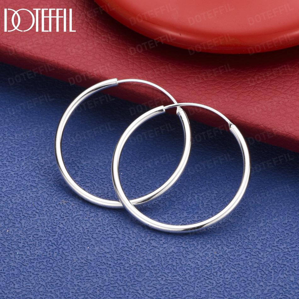 925 Sterling Silver Polished Round Earrings - Fashion Jewelry - Evening Jewelry 35mm