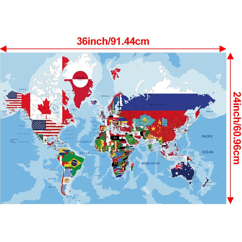 

Безрамная карта мира, культурное настенное искусство, подарок, исследование, настенное украшение, для использования в помещении и на открытом воздухе, образовательный декор, туристические инструменты 24*36inch/60.96*91.44cm
