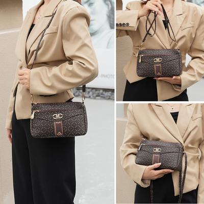 Zomer Kleine Tassen, Damestassen, Retro Monogram Tassen voor Middelbare Leeftijd, Crossbody Single-shoulder Telefoontassen met Grote Capaciteit