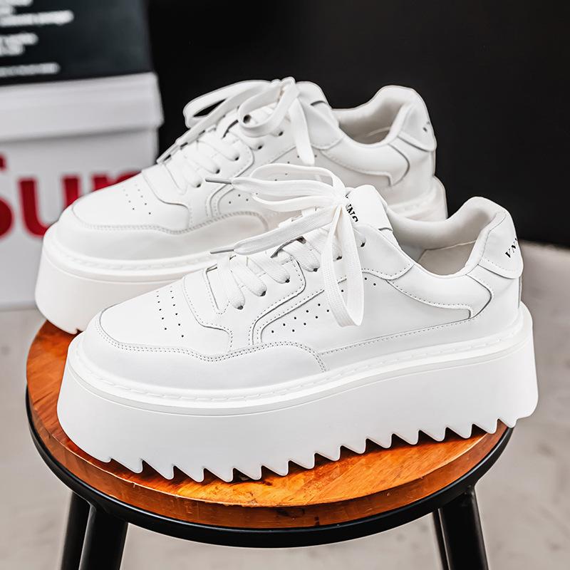 

Men s shoes 2025 spring new fashion trend heightening board shoes youth outdoor travel low-top lace-up casual shoes 44 білий
