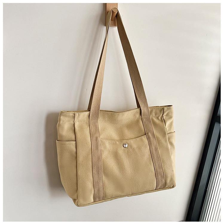 

Versatile Soft Canvas Tote Bag For Women Spacious Commuter Shopping Bag Collection хакі